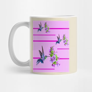 Hummingbirds and purple flowers on pink Mug